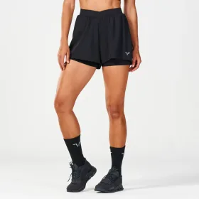 UNTAMED 2-IN-1 RUNNING SHORTS - BLACK